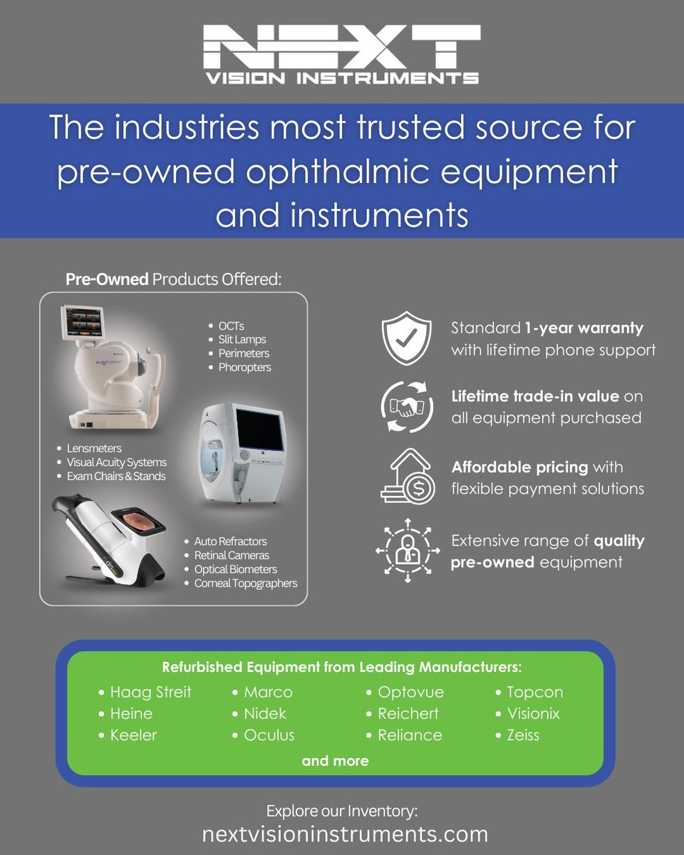NextVision_'s tweet image. 727.483.9140
sales@nextvision2020.com
nextvisioninstruments.com

#nextvisioninstruments #eyecareprofessional #eyecare #ophthalmology #optometry #eyeexam #opthhalmology #visioncare
