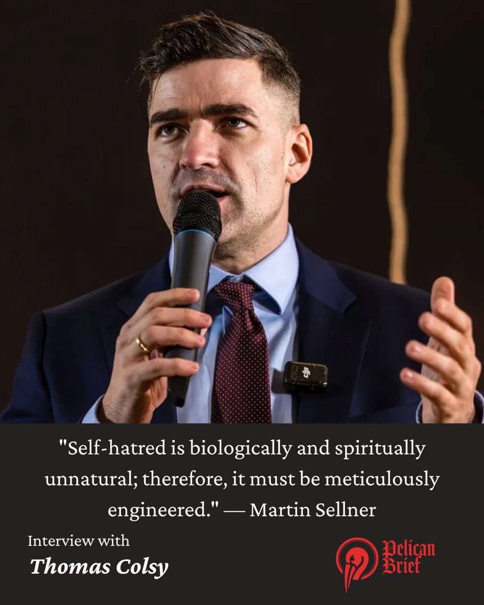 PelicanBriefHQ's tweet photo. "Self-hatred is biologically and spiritually unnatural."

@MartinSellner_ joins @Colsy99 on Pelican+ to discuss the fight against the “culture industry” and its attempt to erase patriotism.

🔗https://t.co/VjlNwEclge https://t.co/yVrvDbegXJ