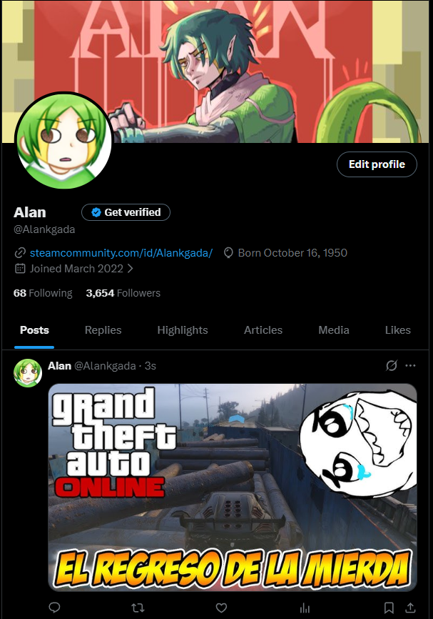 Alanpendido's tweet photo. YA ME DEVOLVIERON LA CUENTA :]]]] talvez esta la ponga en candado y la use para otras cosas https://t.co/2yMAXfiB4a