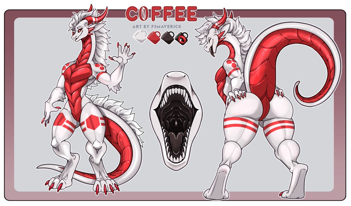 C0FFEEDRAG0N's tweet photo. The new me! A complete redesign of my sona. The second image shows the old design. #Furry #Art #RefSheet #Dragon  Drawn by @/maviemave.bsky.social https://t.co/wq0np8z5Rm