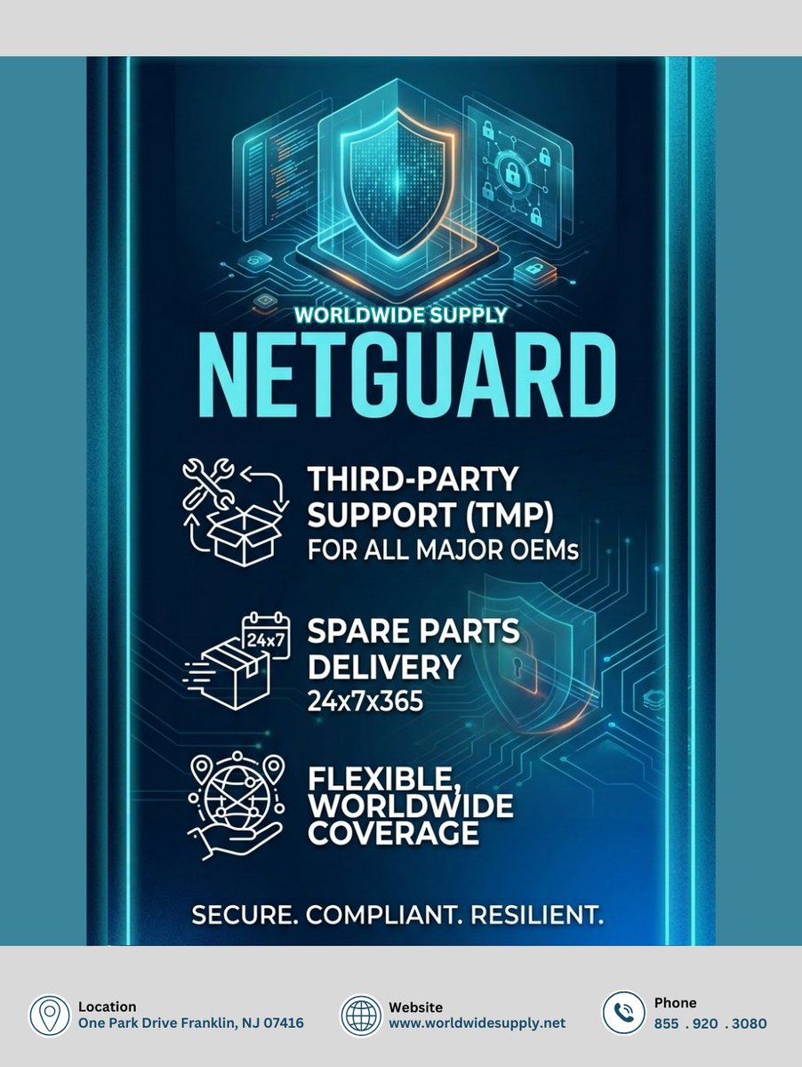 worldwidesupply's tweet image. Maximize uptime. Minimize costs.

NetGuard keeps your systems running longer, stronger, and more cost-efficient.

#NetGuard #ITMaintenance #ThirdPartyMaintenance #NetworkUptime #DataCenter #ITInfrastructure #EnterpriseIT #TechSolutions #CostOptimization #NetworkSupport