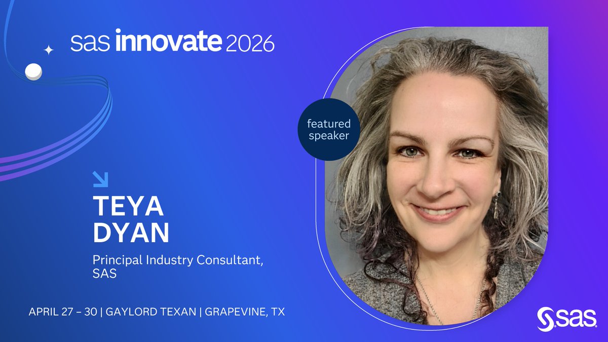 Join Principal Industry Consultant Teya Dyan at SAS Innovate. 

Register now: 2.sas.com/6016B6jEyr
#SASInnovate #Government #PublicSector