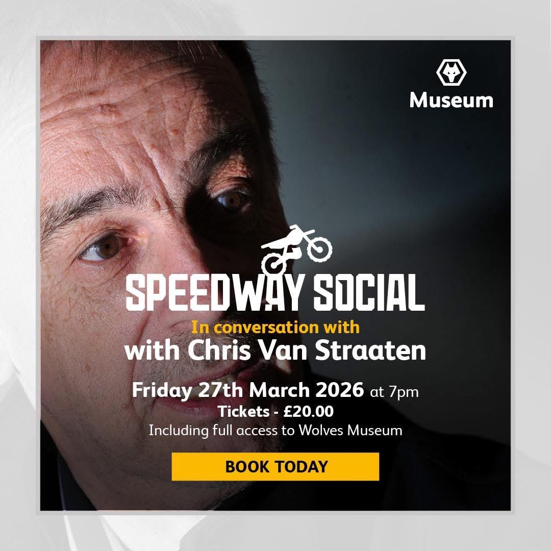 WolvesSpeedway's tweet image. 🧡 Join Wolves supporters for a special night of speedway stories, insight and memories as Chris Van Straaten takes centre stage!

📅 Friday March 27
🕖 7pm
📍 Wolves Museum
🎟️ Tickets: £20 (includes museum access)

📲 events.wolves.co.uk/molineux-stadi…

#SaveWolvesSpeedway | #Wolfpack 🐺🐾