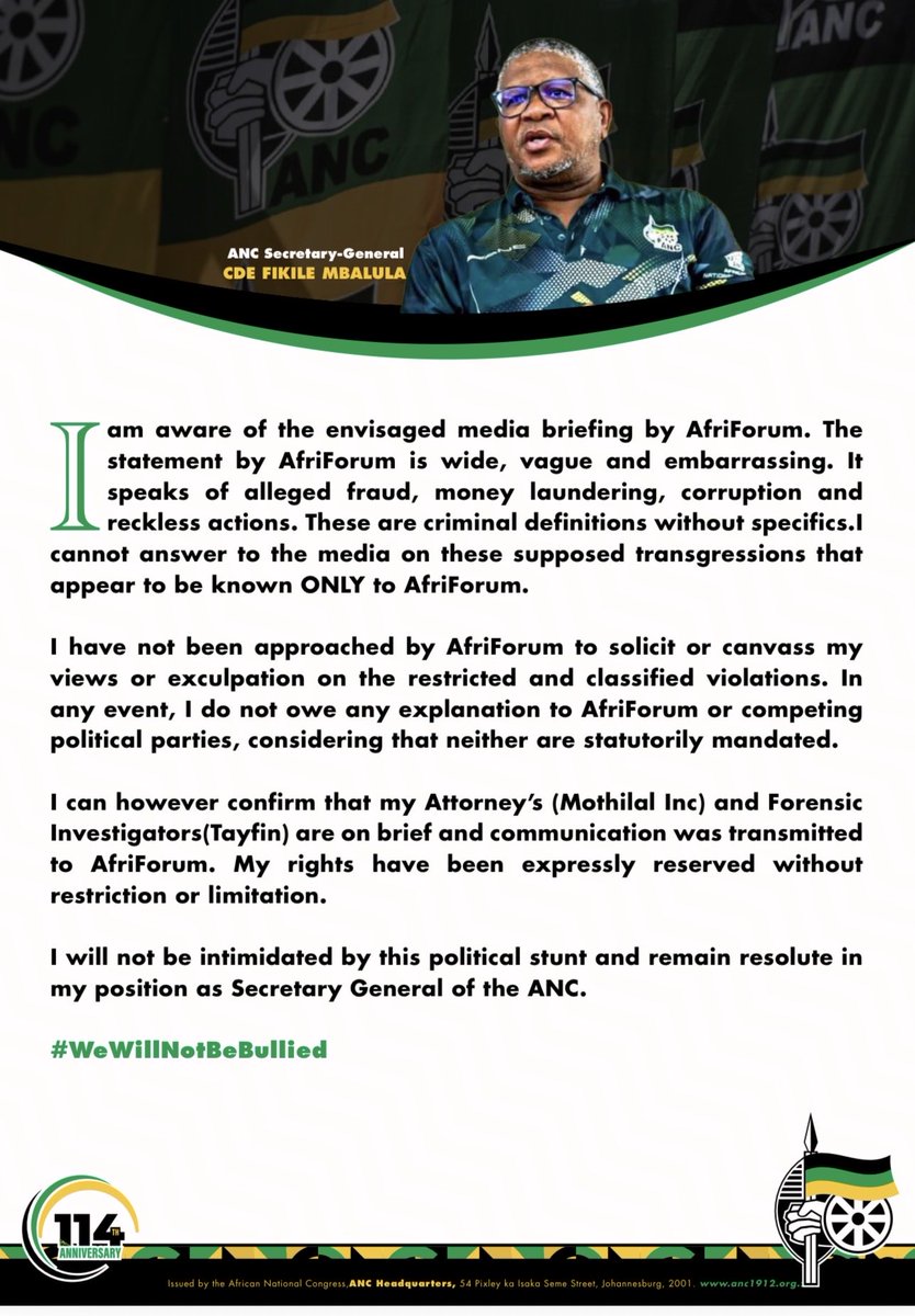 ANC SECRETARY GENERAL | Fikile Mbalula tweet media
