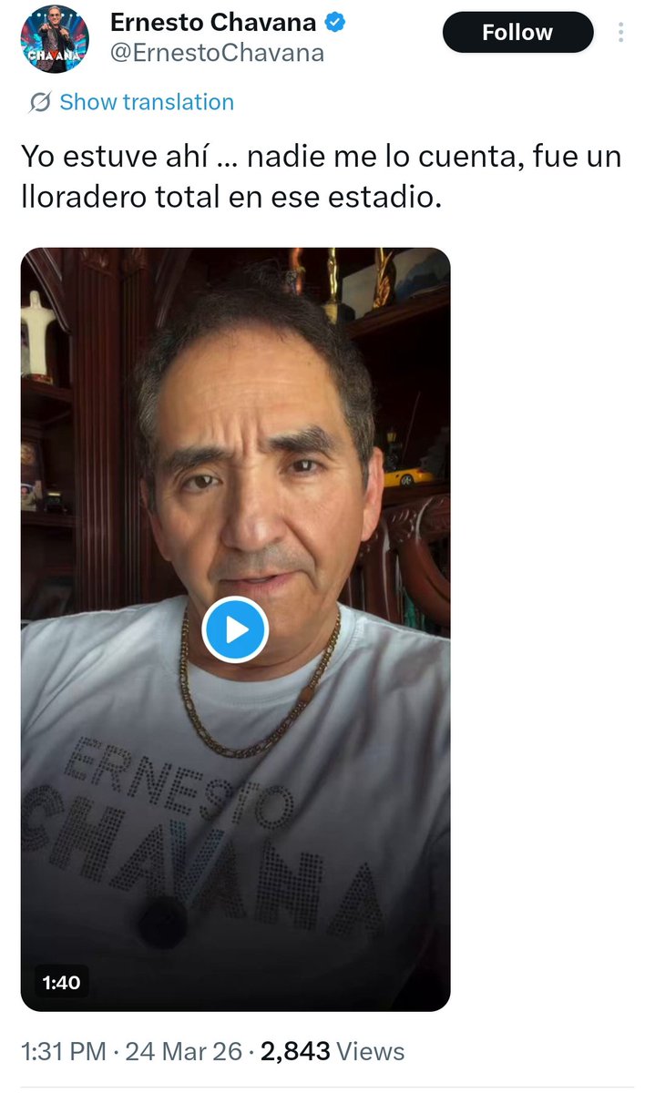 Cuando el equipo que está en declive desde hace años ya no sabe cómo llamar la atención, recurre a los comentarios chicharroneros de <a href="/ErnestoChavana/">Ernesto Chavana</a> (que me tiene bloqueado, por cierto)

¡Qué opinión tan BÁRBARA, señor Chavana!