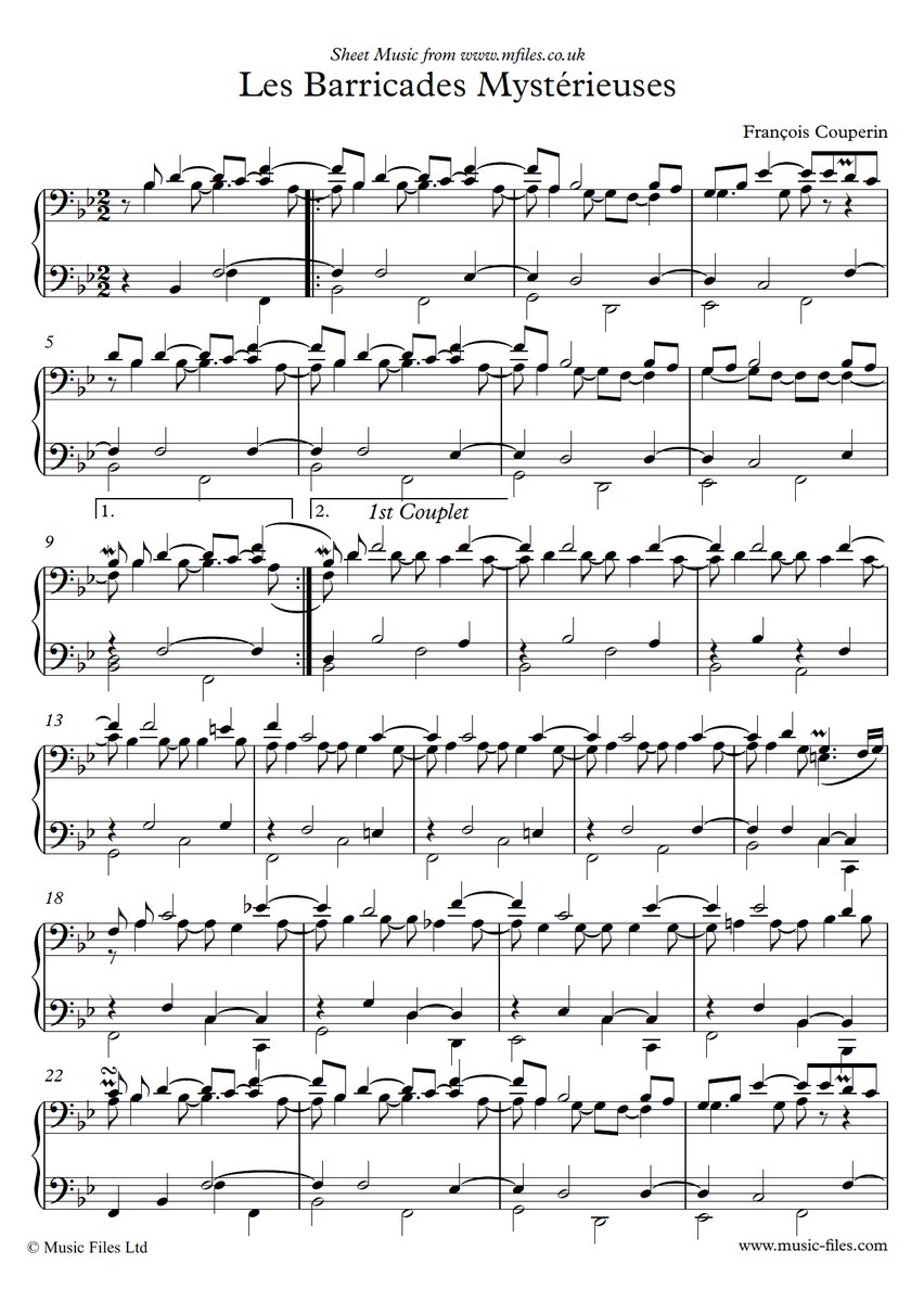 jimatmfiles's tweet photo. François Couperin was a French baroque composer and contemporary of Bach. Like Bach he was an organist, and he composed lots of keyboard music including 4 books of Harpsichord pieces. One of the most famous of those pieces is "Les Barricades Mysterieuses": https://t.co/kdEvo2YhjO https://t.co/TWVAJaP4gt