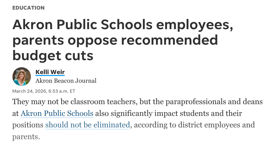 Parents and students are seeing school cuts across Ohio. This is exclusively thanks to Republicans, like <a href="/steve4ohsenate/">Steve Demetriou</a>, who voted to cut school budgets to pay for a fancy new stadium.