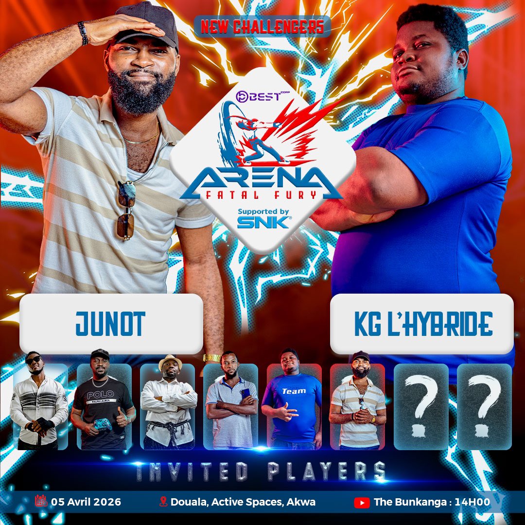 BESTCORP_CMR's tweet image. [FATAL FURY ARENA II] 

Gamers &amp;amp; eSport Fans

TOP 8 PRESENTATION 🐺

#Junot &amp;amp; #KGLhybride
Experience &amp;amp; Youth on the Front
Only One Will Win ✨

📅 05/04/26 🕑 2 PM
📹 urlz.fr/fttD
🏢 @ActivSpaces
💰 200.000 XAF 

EVENT SUPPORTED BY @snk_esports_hub 🌐

#EsportsInAfrica