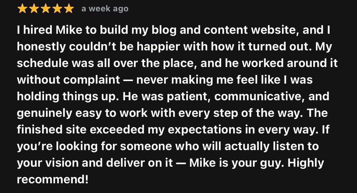 MyBizWebDesign's tweet photo. I am always looking to exceed their expectations! 🙌 

Launched a website for another happy client a couple of weeks ago! 

⭐️⭐️⭐️⭐️⭐️
“If you’re looking for someone who will actually listen to your vision and deliver on it — Mike is your guy. Highly recommend!” https://t.co/Fn85cywDHd