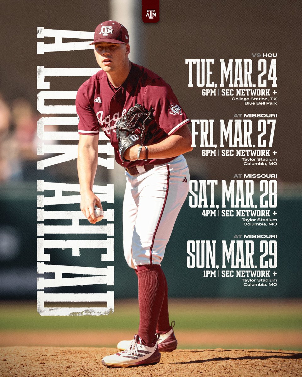 AggieBaseball's tweet photo. This week's schedule 📆⤵️ https://t.co/okdeStxPB7