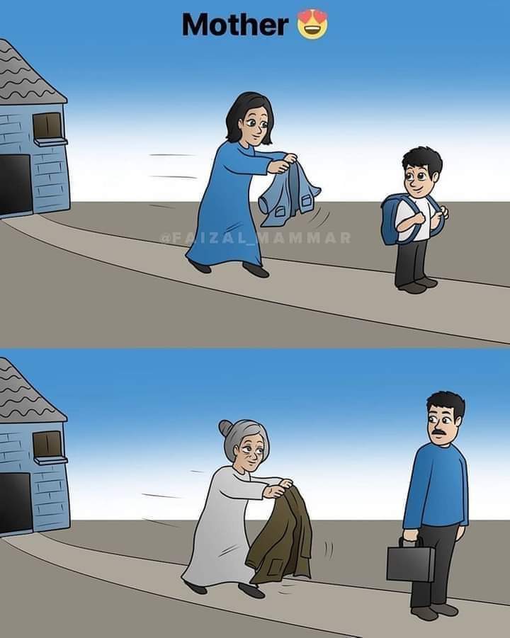 Mother's love never changes.