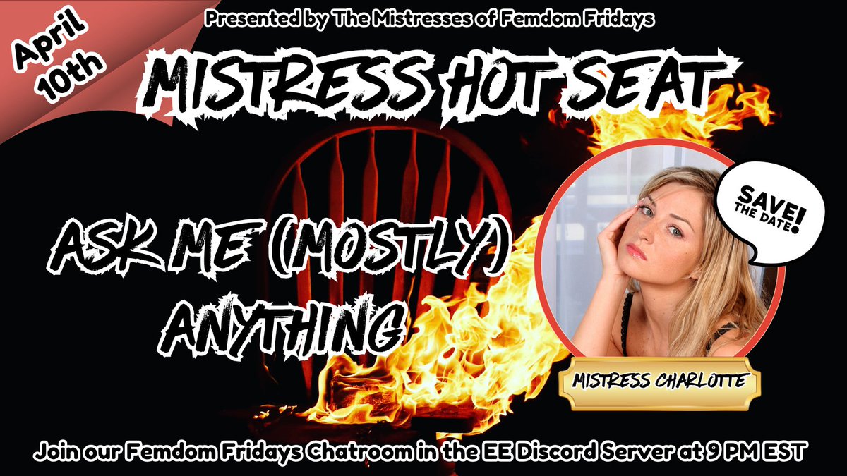 Charlotte21500's tweet photo. I'm in the hot seat in April! Got a question for me? Click on the link...then tune in April 10th for the answers!  
https://t.co/UADOZl1id8 https://t.co/B64m6pHa3m