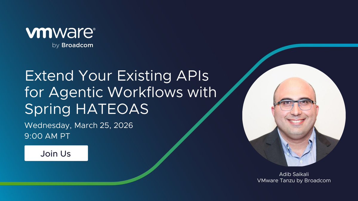VMwareTanzu's tweet image. Enterprises are projected to spend $30B on REST #APIs by 2033 for AI aspirations. Are your investments ready for production #AI agents? Discover the #MCP + HATEOAS architecture for enterprise-scale agent integration. 

Join us on tomorrow at 9:00 AM PT.
bit.ly/4bnvSIu