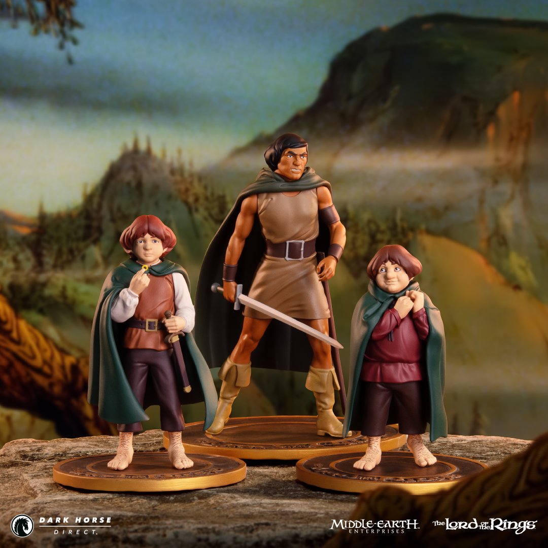 DarkHorseDirect's tweet image. From the 1978 animated adaptation of #LordoftheRings, comes this 3-piece PVC Figure Set featuring Frodo, Aragorn, and Samwise! These figures are brought to life in colorful detail, perfect for your Middle-earth collection! bit.ly/3NYY10X

@DarkHorseComics #LOTR