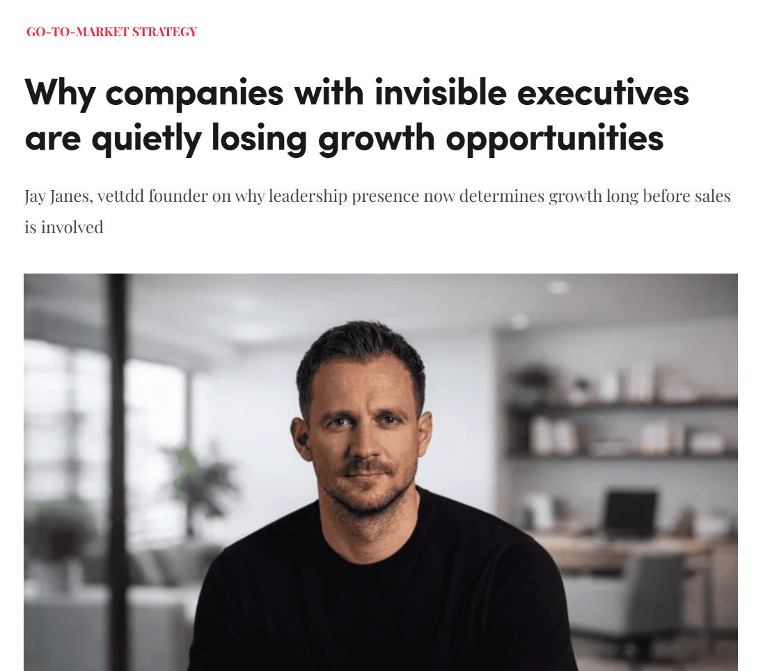 vettdd's tweet photo. Jay Janes, vettdd founder on why leadership presence now determines growth long before sales is involved
https://t.co/kEcdxSuVli https://t.co/2FvdVsc6te