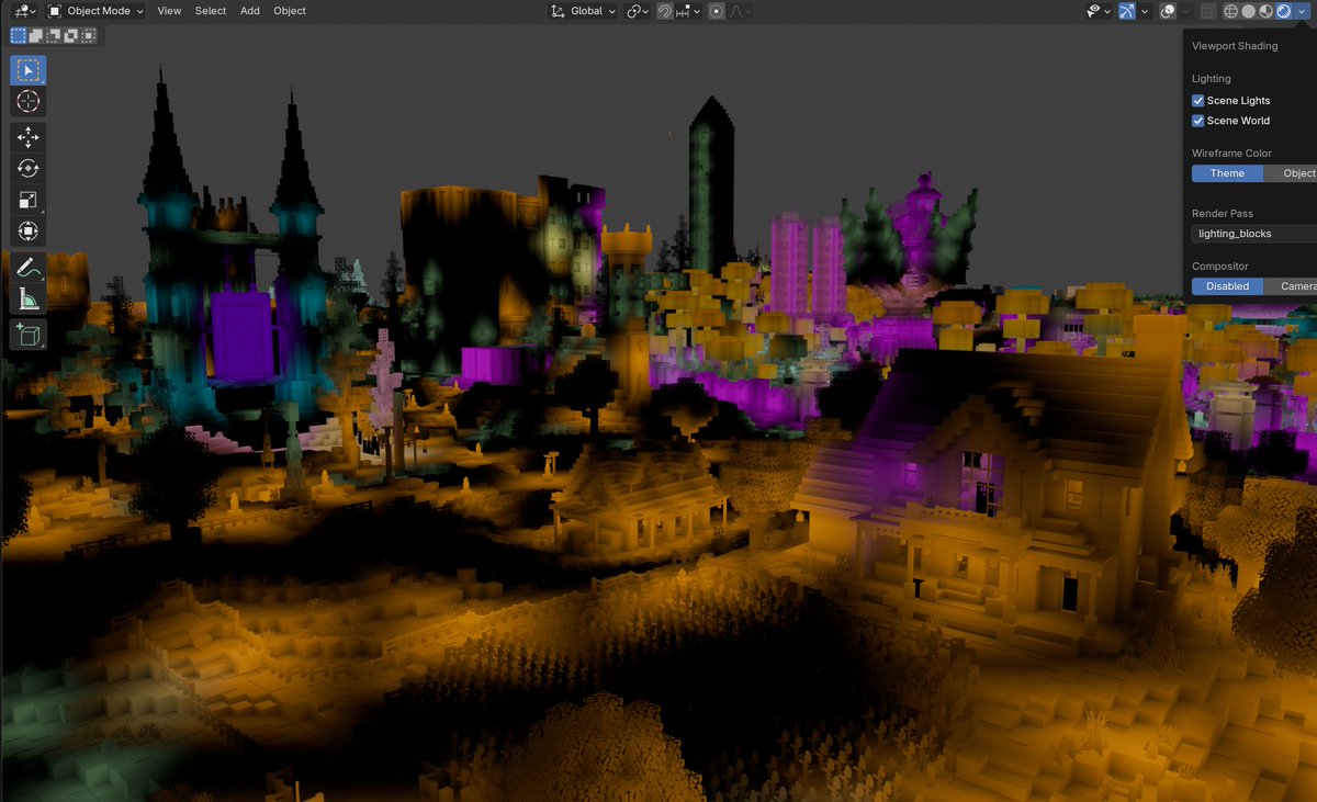 ThatBram0101's tweet photo. Added in support for calculating Minecraft-style lighting in my #Minecraft and #Hytale world exporter, MiEx! It exports it out as vertex colours which can be used in materials.

You can try it out yourself here: https://t.co/XdIMWddBQ9

And the world is the HermitCraft S10 world https://t.co/96iHEDqLGp