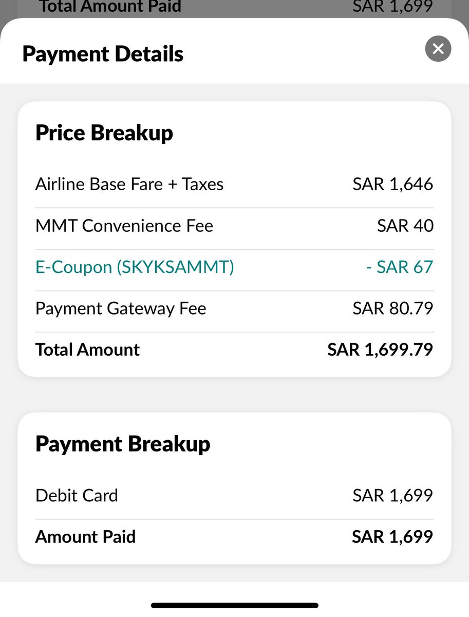BADAR1008's tweet photo. For your reference you can see below booking details, screenshot pictures &amp; amount description.
Booking ID-SN2AJVNO36518479094
PNR No-ZFYPRX
Passenger name: Badaruddin Alam
Total ticket value: SAR 1,699.79
Total Refund: SAR 1,619.00
Shortfall: SAR 80.79 https://t.co/CZgzNkZ3by