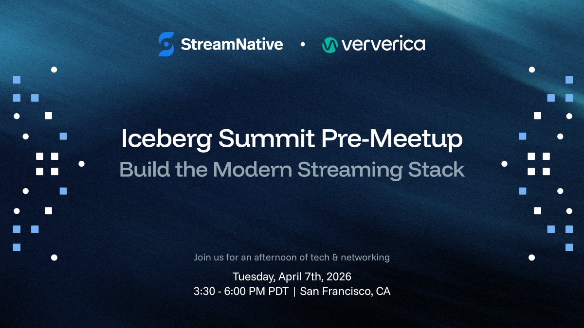 streamnativeio's tweet photo. Fixing Streaming vs. Batch—Live in SF 🛠️
Join us April 7 in SF with #StreamNative + #Ververica to see how to unify real-time + Iceberg—no pipeline headaches!
Live demos, real use cases, drinks after 🍸
🔗 RSVP now: https://t.co/ItgyI9YfcW
#IcebergSummit #DataEngineering #ApacheFlink #CloudNative #Lakehouse #Ursa #Kafka