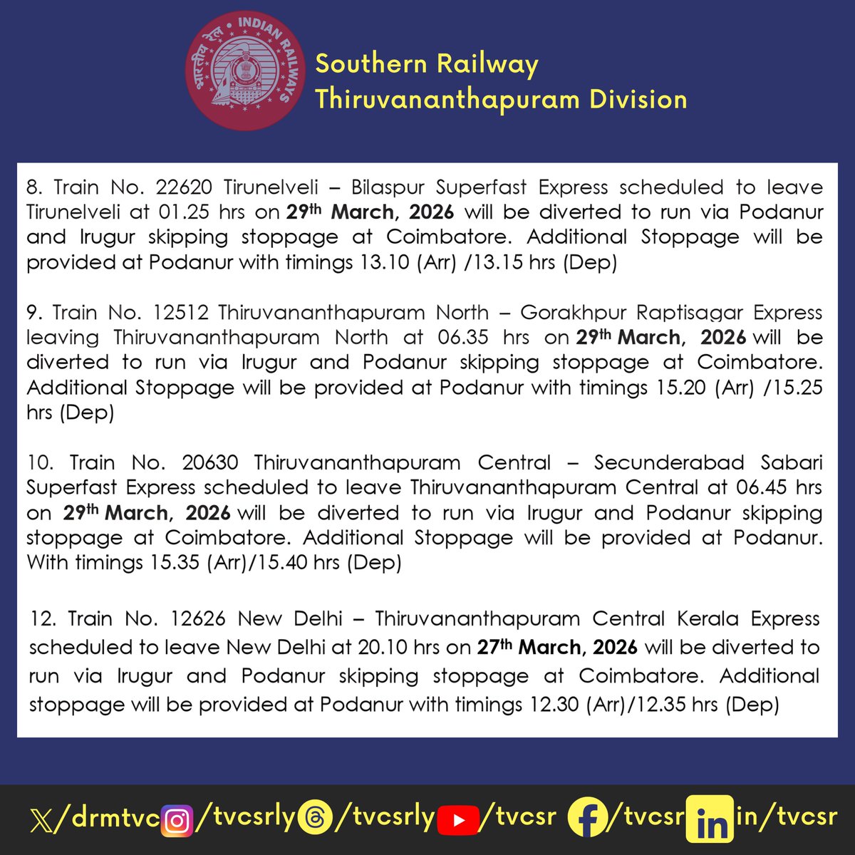 DRM Thiruvananthapuram tweet media