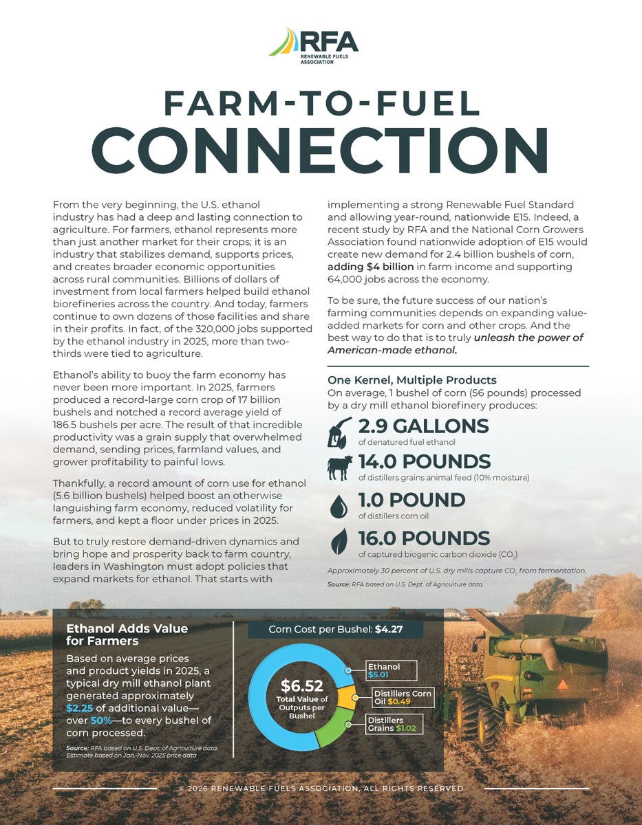 EthanolRFA's tweet photo. This #NationalAgDay we proudly salute the many #farmers who are the backbone of our success in the American #ethanol industry. Thank you for your dedication and innovation. https://t.co/xayjApb9Lz