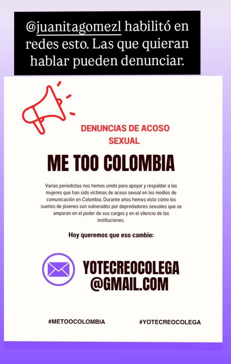 camilogvillegas's tweet photo. Importante #MetooColombia #yotecreocolega RT https://t.co/A97iq5blCl