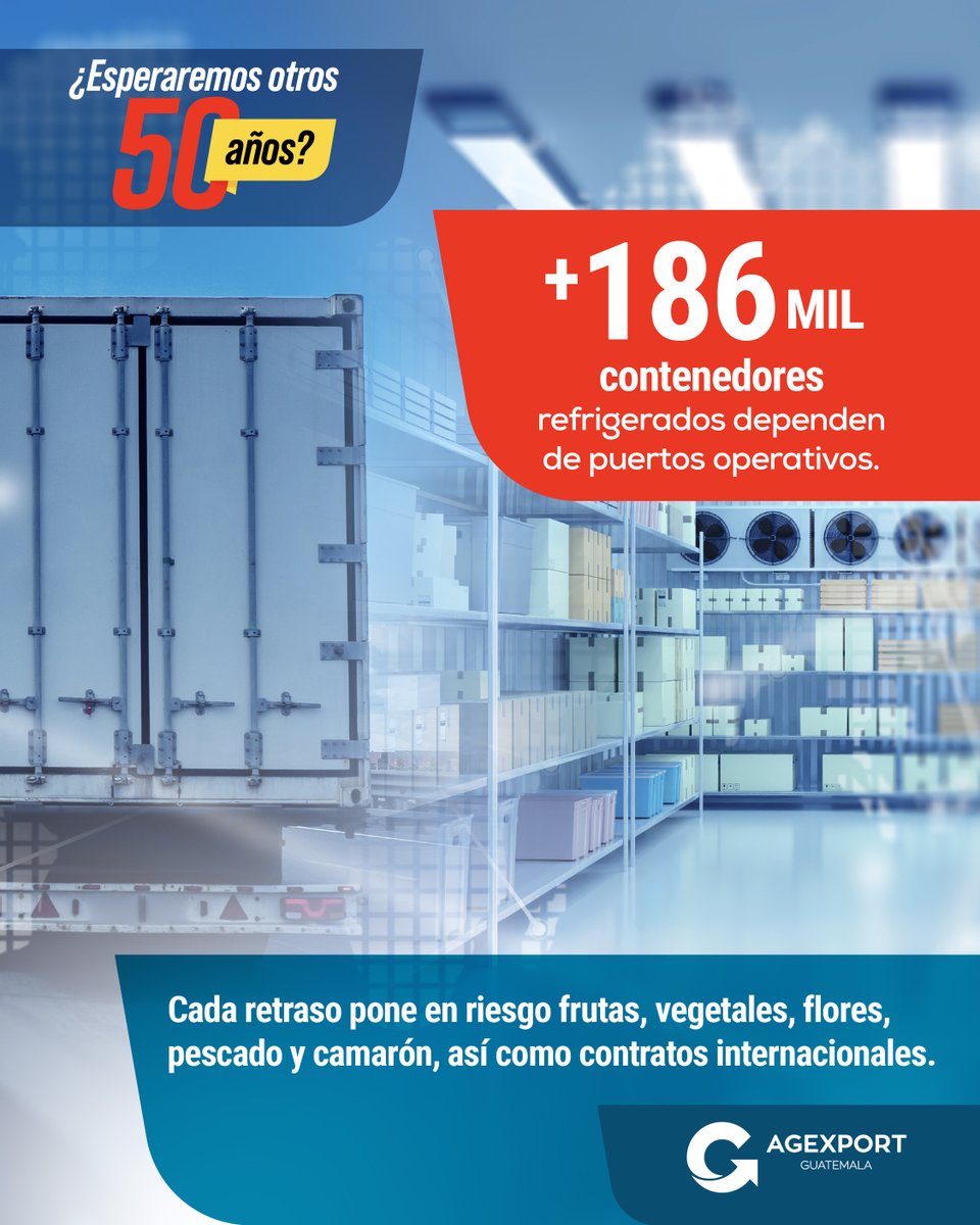AGEXPORTGT's tweet photo. A un paso de iniciar la modernización portuaria en Guatemala. 🚢⚓

Guatemala compite con infraestructura portuaria de hace medio siglo y sin marco legal para modernizarse. En manos del Congreso de la República está el tomar una decisión de cambio con La Ley General del Sistema Portuario Nacional. 📊⚖️

¡Invertir en puertos ya no puede esperar! 🚧💼⏰

Sigue nuestro hilo 🧵