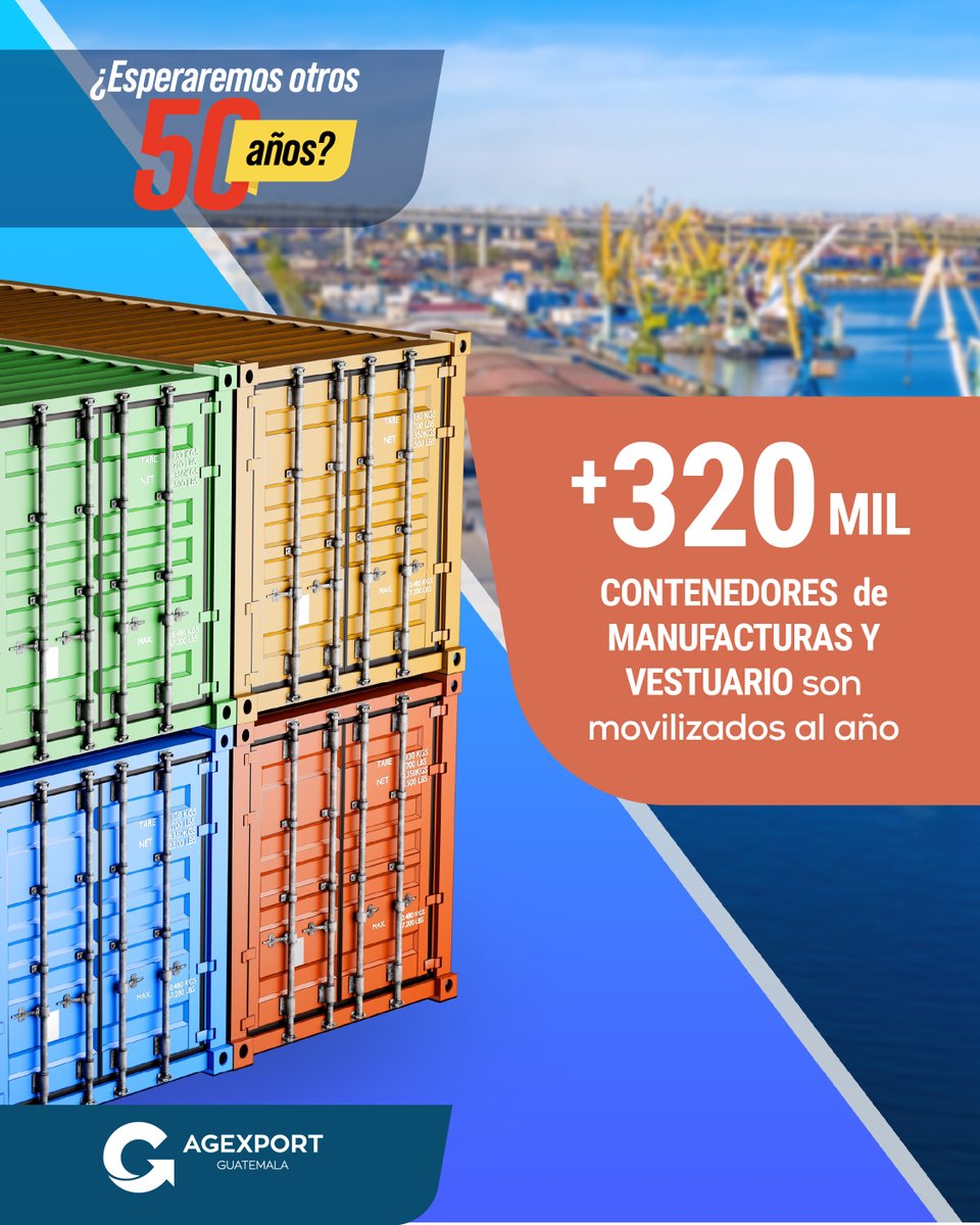 AGEXPORTGT's tweet photo. A un paso de iniciar la modernización portuaria en Guatemala. 🚢⚓

Guatemala compite con infraestructura portuaria de hace medio siglo y sin marco legal para modernizarse. En manos del Congreso de la República está el tomar una decisión de cambio con La Ley General del Sistema Portuario Nacional. 📊⚖️

¡Invertir en puertos ya no puede esperar! 🚧💼⏰

Sigue nuestro hilo 🧵