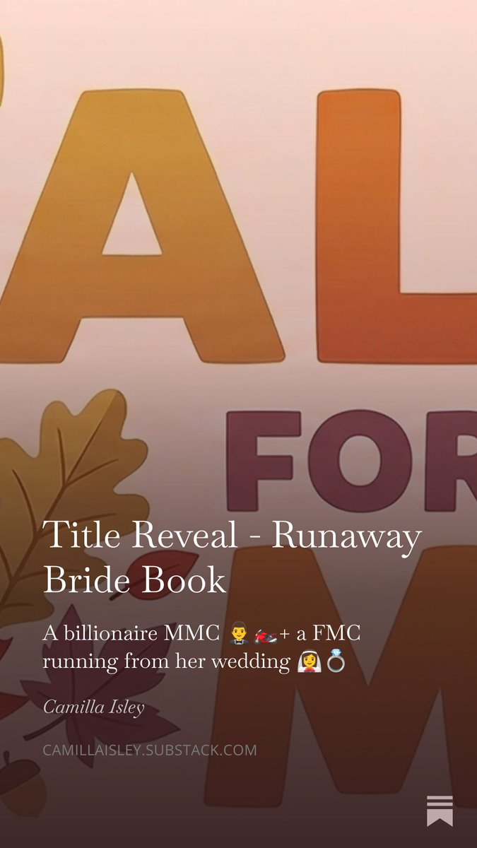 camillaisley's tweet photo. Title Reveal - Runaway Bride Book, by @camillaisley https://t.co/nWNjPXGo42 https://t.co/isXpYDRZGR