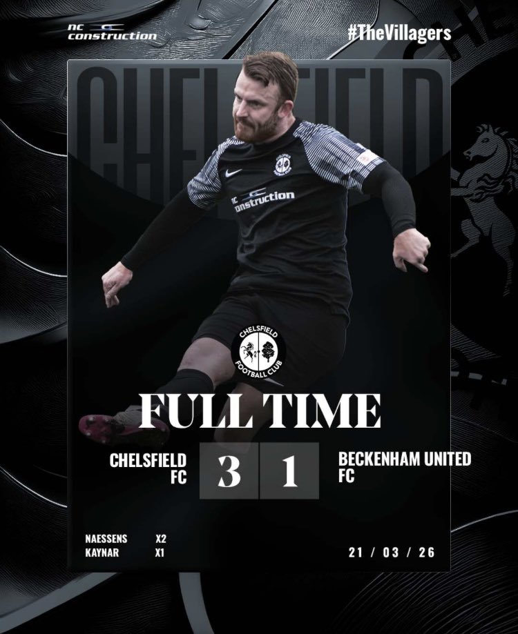 Chelsfield_FC's tweet photo. 💥 Result 💥 

A well-fought result and run out in the league. 

Decent performance and goals overall. 

All the best and good luck for the rest of the season to @BeckenhamFC.

#UpTheChelsfield
#TheVillagers https://t.co/Xj2KbbM0X3