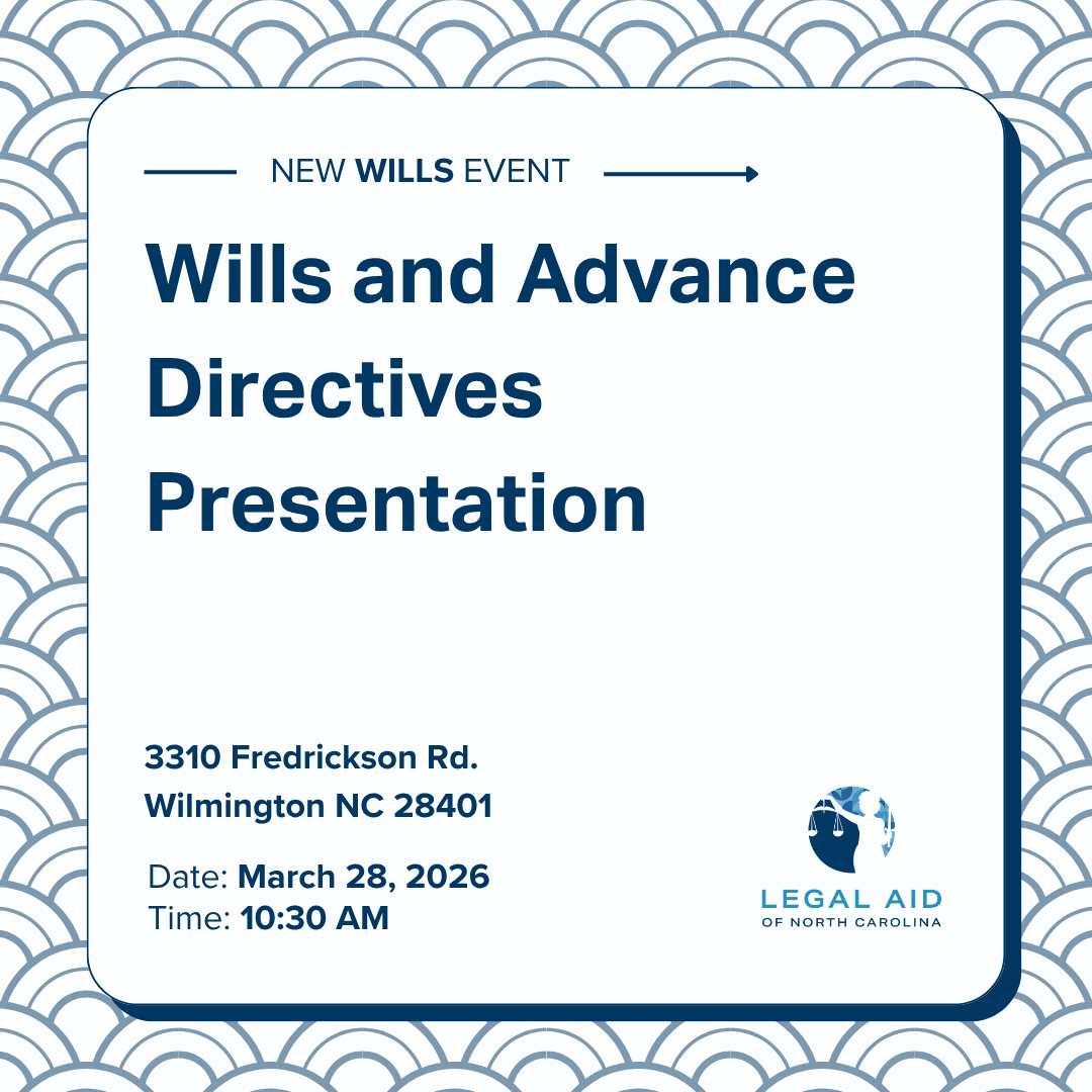 DRPLegalAidNC's tweet photo. Attend a FREE Wills Clinic with Legal Aid of North Carolina's Disaster Relief Project on March 28th in Wilmington! Learn more at https://t.co/IQUMAd1iNa
#legalaid #northcarolina #wilmington #wills https://t.co/GdhBQQwlTd