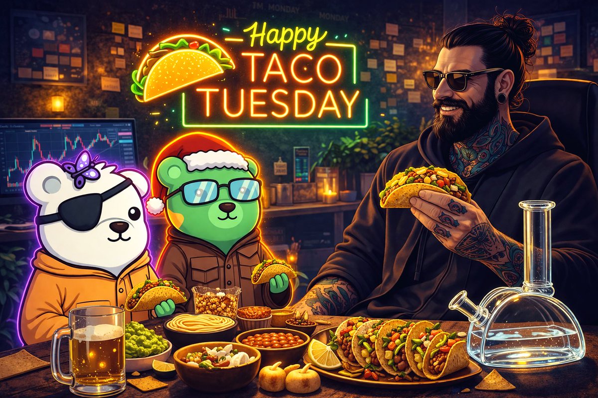 Taco Tuesday vibes loaded. 
I also want to spotlight TWO of my favorite humans who NEVER fade anyone. 

In a space where so many stop supporting or engaging when you aren’t buying their project or giving them something. 

<a href="/MamabearK444/">MamaBear</a> and <a href="/papabear_ish/">PapaBear</a> are the stark opposite.