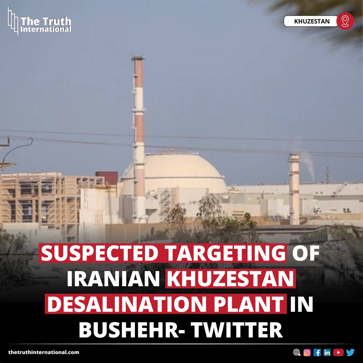 ttimagazine's tweet image. Suspected targeting of Iranian Khuzestan desalination plant in Bushehr- Twitter

FIND MORE: thetruthinternational.com/suspected-targ…

#Suspected #Targeting #Iranian #Khuzestan #Desalination #Plant #Bushehr #Twitter #Bushehr #Khuzestan #TTI