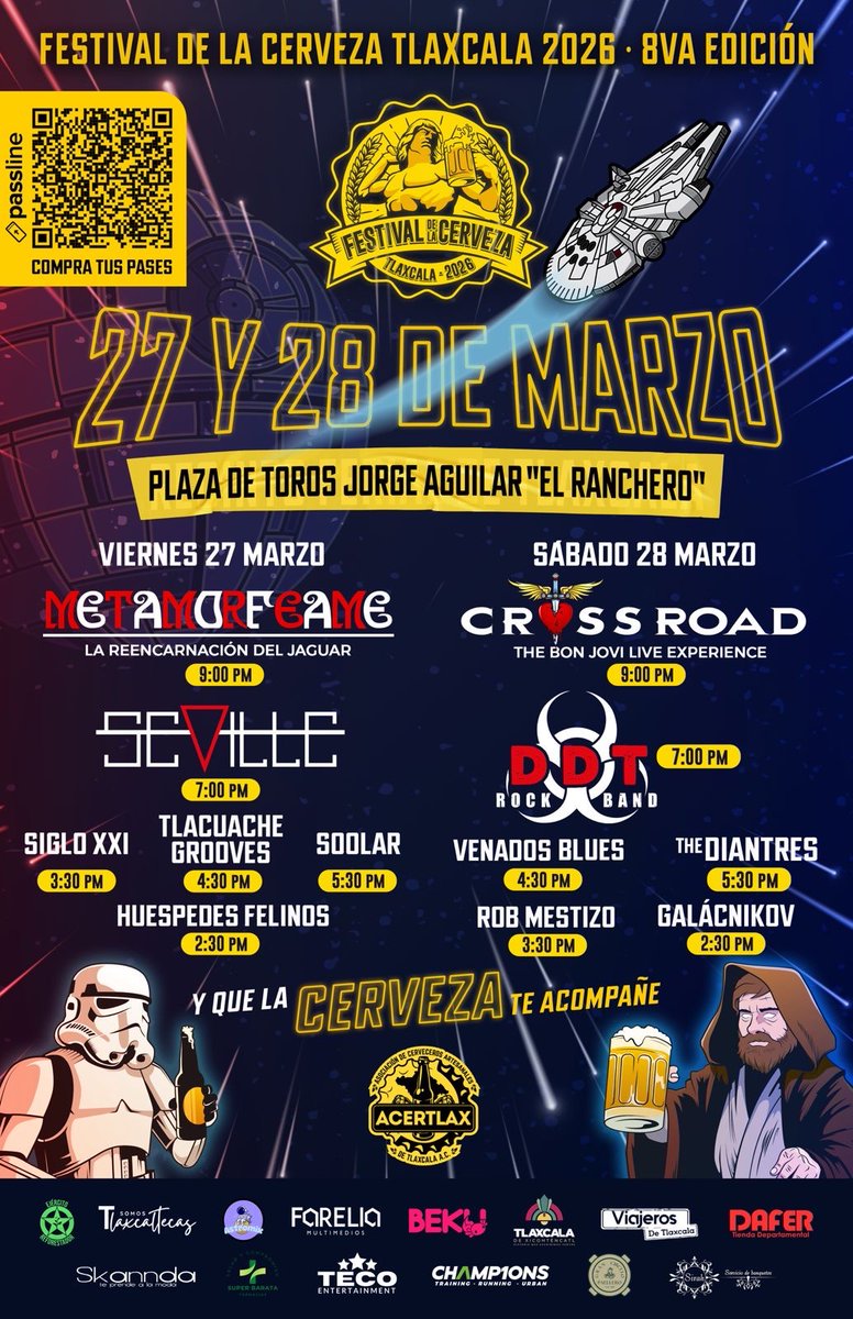 La_JAElRanchero's tweet photo. Festival de la Cerveza🍺🎊🍺
Tlaxcala 2026 8va edición

📍#PlazaDeToros #JorgeAguilar #ElRanchero
🗓️27 y 28 de Marzo
🎟️https://t.co/pwhJ3xmCix

#LaTacitaDePlata @visittlaxcala #visitméxico #Tlaxcala #TlaxcalaDeXicohténcatl https://t.co/6cP3FYDwv1