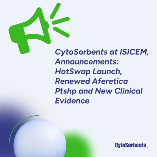 CytoSorbents's tweet image. @CytoSorbents  
CytoSorbents at #ISICEM2026:
HotSwap™ launch + renewed Aferetica partnership + new clinical data  $CTSO
prn.to/4lUqnWS