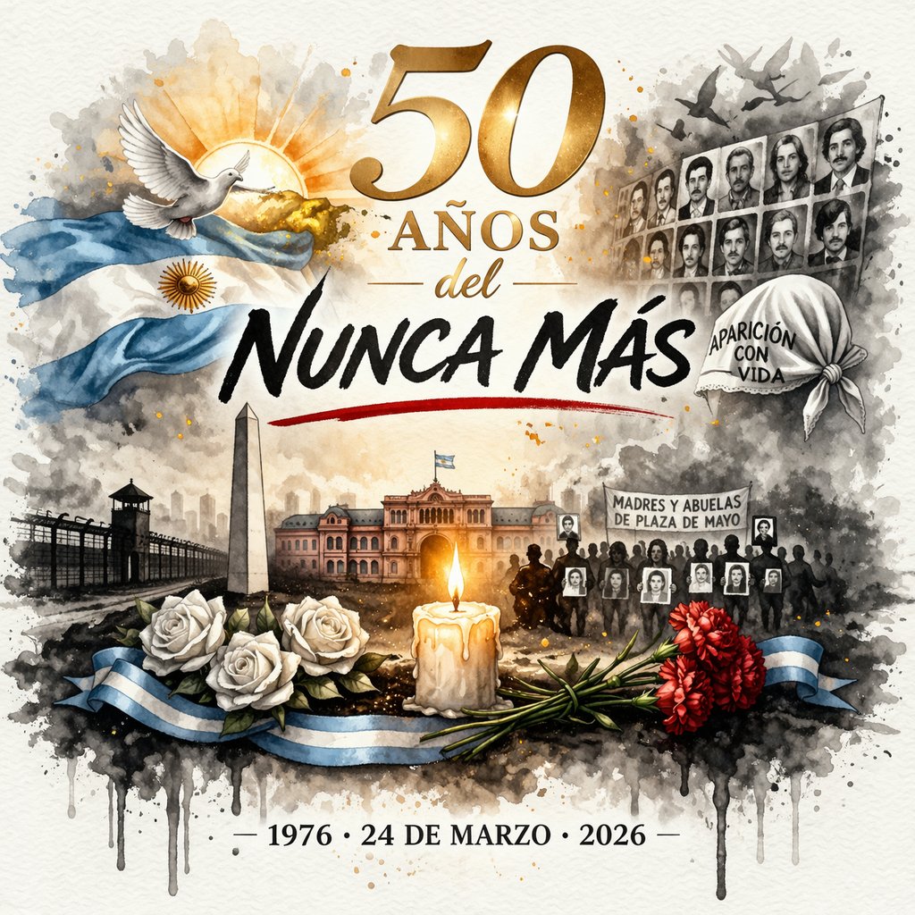 andyamengual's tweet photo. A 50 años de la última dictadura en Argentina, la memoria no es un relato: es una toma de posición.
No da lo mismo el silencio que la verdad, ni la indiferencia que el compromiso.
Recordar es defender la democracia todos los días, frente a cualquier forma de abuso de poder https://t.co/pNCs8mZMqo