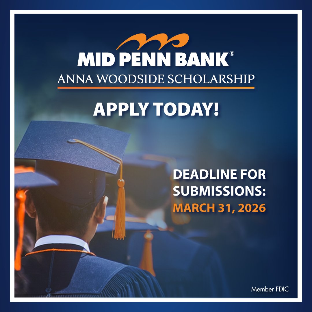 Mid_Penn_Bank's tweet photo. Final reminder to apply now!

Each year we honor Anna Woodside’s legacy at Mid Penn Bank and in her community by awarding scholarships in her name. If you are a high school senior who will be pursuing a college degree in the fall, apply today!

Interested? Apply now: https://t.co/aLrSwFqrJE

#CommunityBanking #Scholarship #HigherEducation