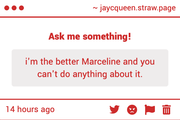 fight me for the title of better marceline, you won't. pussy