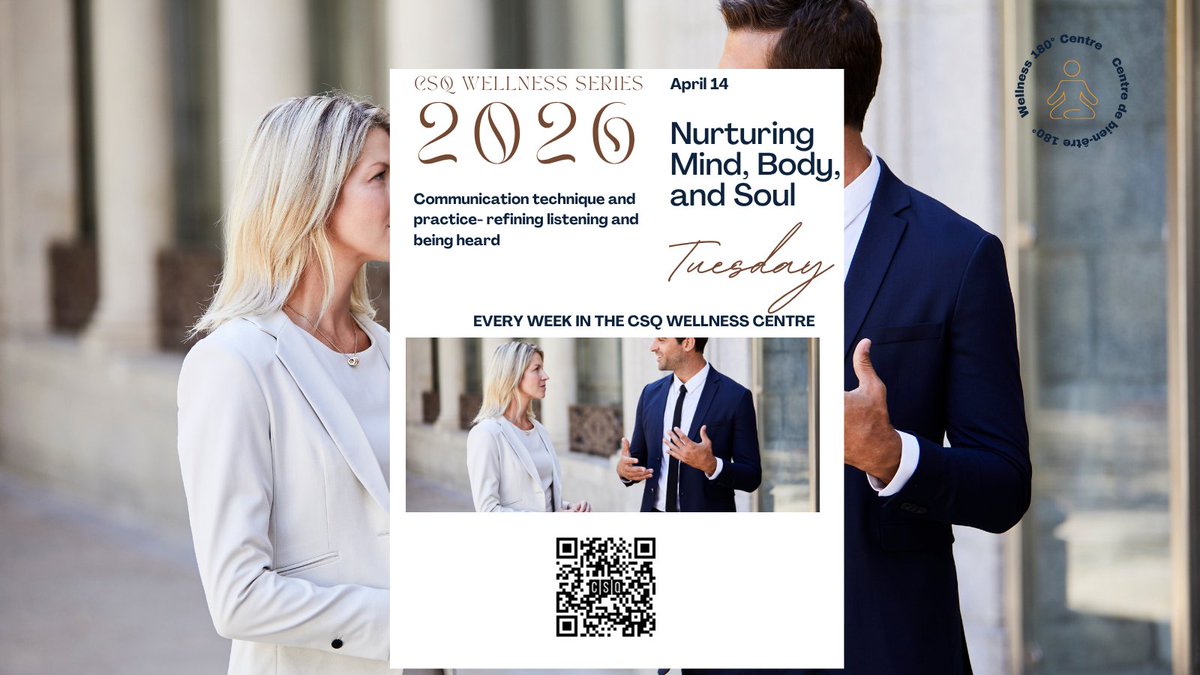 Nurturing Mind, Body, and Soul

April 14 | 12PM - 1PM | Communication
CSQ Wellness 180° Centre - 350 Albert Lobby
#CSQOttawa #CSQPlus #CSQWellnessCentre #Wellness #OSANatalieFraser #communication