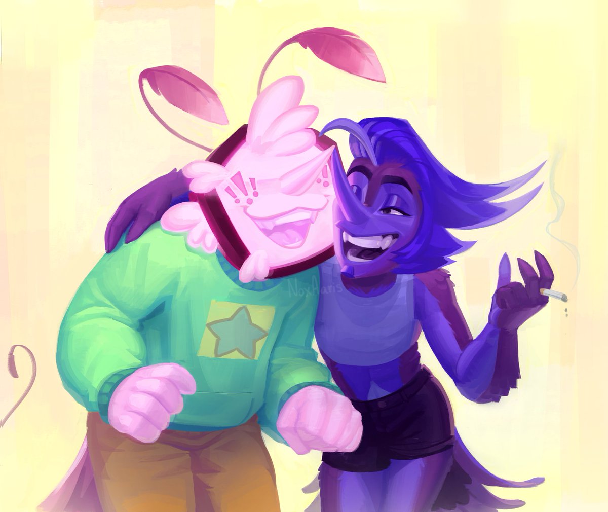 NoxAaris_AD's tweet image. Finished commission for @khandaze of their Tenna fan kid Starburst and Addison B.D!! :D

#deltaruneau #addison