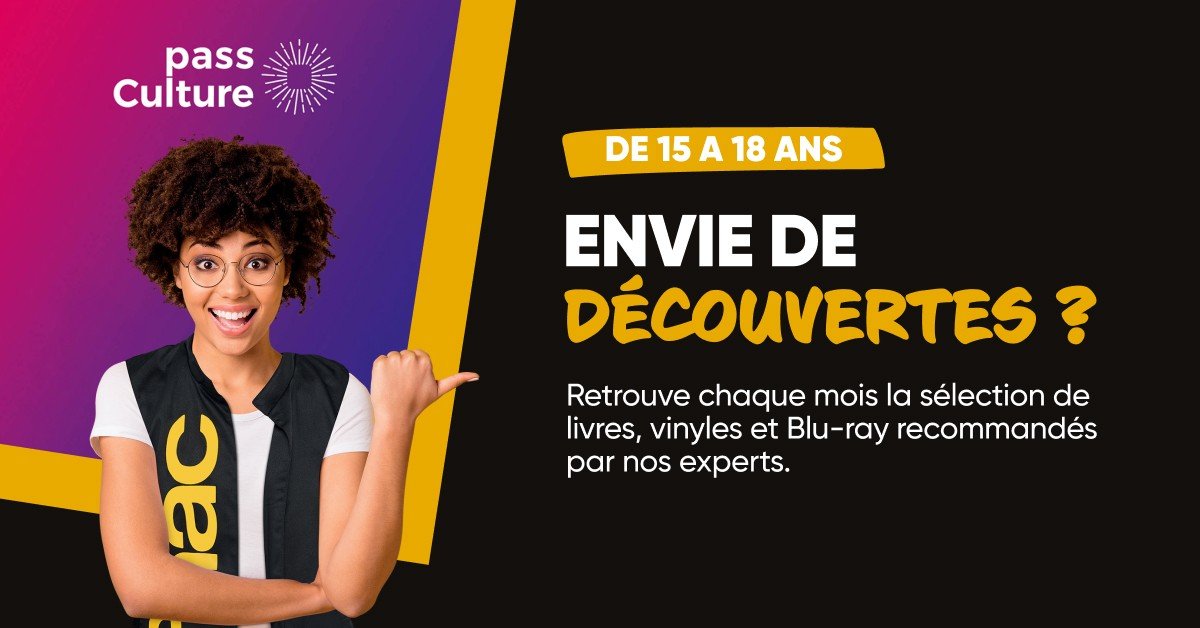 Fnac's tweet photo. #PassCulture 📚 Retrouvez la sélection du mois de mars recommandée par nos experts : livres, vinyles et Blu-Ray. 
Vous êtes au bon endroit 😜
👉https://t.co/iqhkrc8M05 https://t.co/gKVEkAsO9c