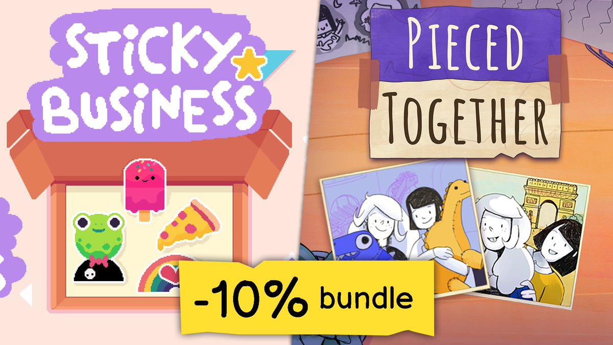 GlowfrogGames's tweet photo. Do you love sticking things? Do you have a soft spot for frog based branding??

Checkout this brand new bundle - 10% off Sticky Business and Pieced Together in one sticky package! 

https://t.co/7SLGG94ifD 

#cozygame #indiegame #steamgame #stickybusiness https://t.co/GaUESCBIeO