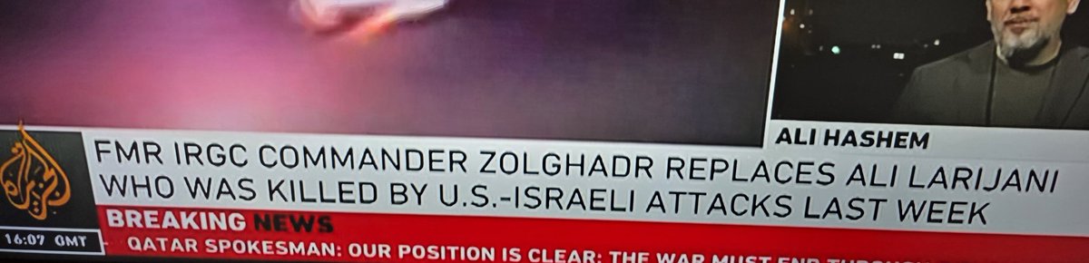 So Israel killed Larijani, a civilian academic,philosopher...to be replaced by a former IRGC commander described as more radical and militant? Political killings never work in Revolutionary/ Popular movements. Because the reservoir never dries!