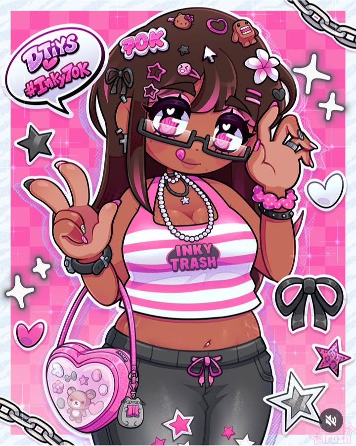 Here's a drawing of Inky's unnamed OC in a pink Y2K-styled outfit.

This drawing is a part of DTIYS challenge hosted by <a href="/Inky_Trash/">Inky ★</a> on Instagram.

#notmycharacter #notmyoc #cute #cuteart #cutefanart #art #fanart #digitalart #ibisPaintX #NuralsColorfulArt