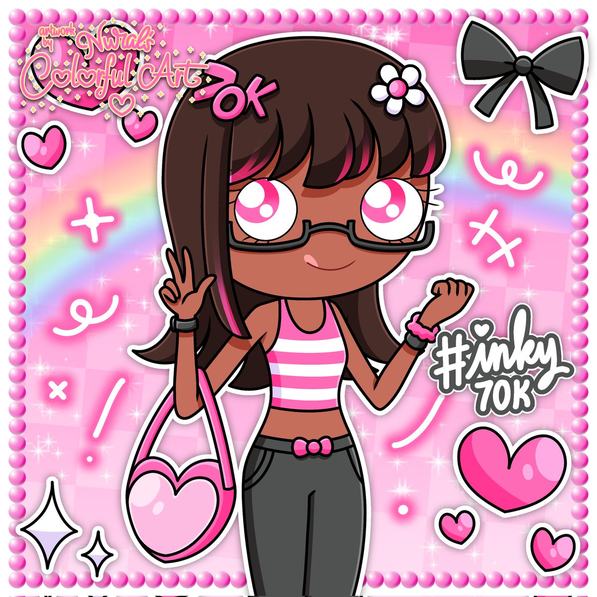 NuralArtist2003's tweet photo. Here's a drawing of Inky's unnamed OC in a pink Y2K-styled outfit.

This drawing is a part of DTIYS challenge hosted by @Inky_Trash on Instagram.

#notmycharacter #notmyoc #cute #cuteart #cutefanart #art #fanart #digitalart #ibisPaintX #NuralsColorfulArt https://t.co/53TCgjT4MO