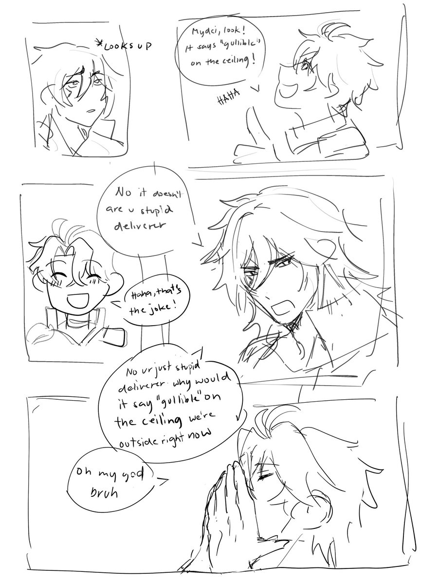 phaideiliker69's tweet photo. i didnt know hwo to describe it so i made a poorly drawn comic but i think mydei is gullible as fuck because in his official mbti thingy he thinks everyone is as straightforward as him https://t.co/MYxLAnbuGM