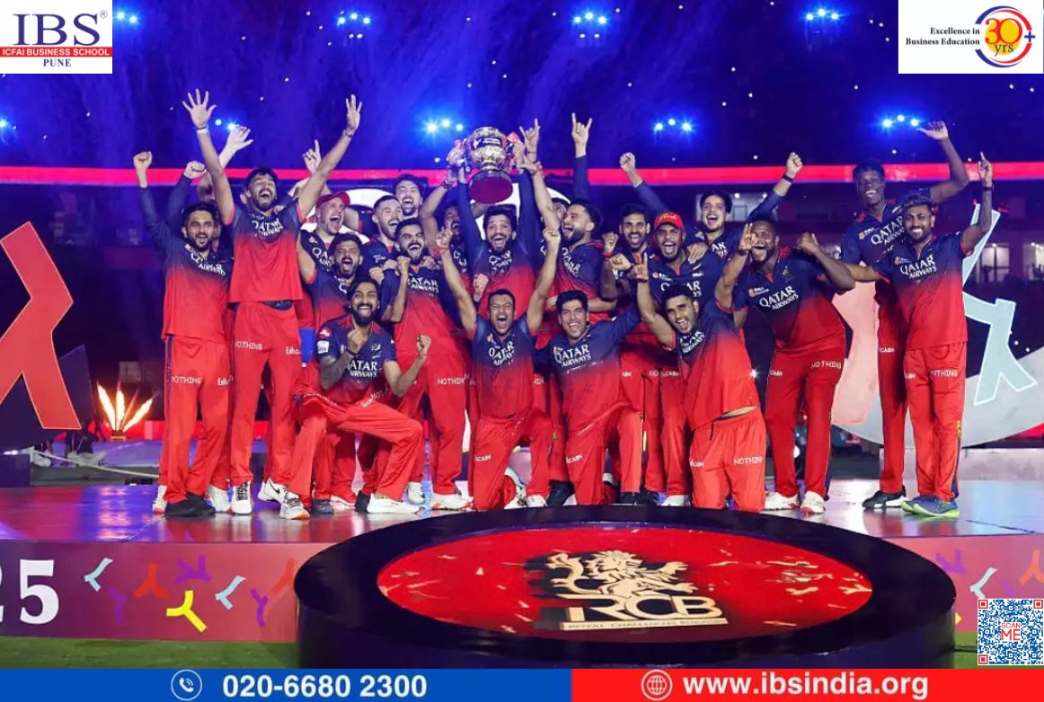 PuneIbs's tweet photo. Aditya Birla Group & The Times Group-led consortium acquires Royal Challengers Bangalore for $1.78B (~₹16,700 Cr), taking full ownership of IPL & WPL teams.
#RCB #IPL #Business #SportsBusiness #AdityaBirlaGroup #TimesGroup #Cricket #CorporateDeal #IndiaBusiness #IBSPune #IBSAT https://t.co/fy0FV7VH6l
