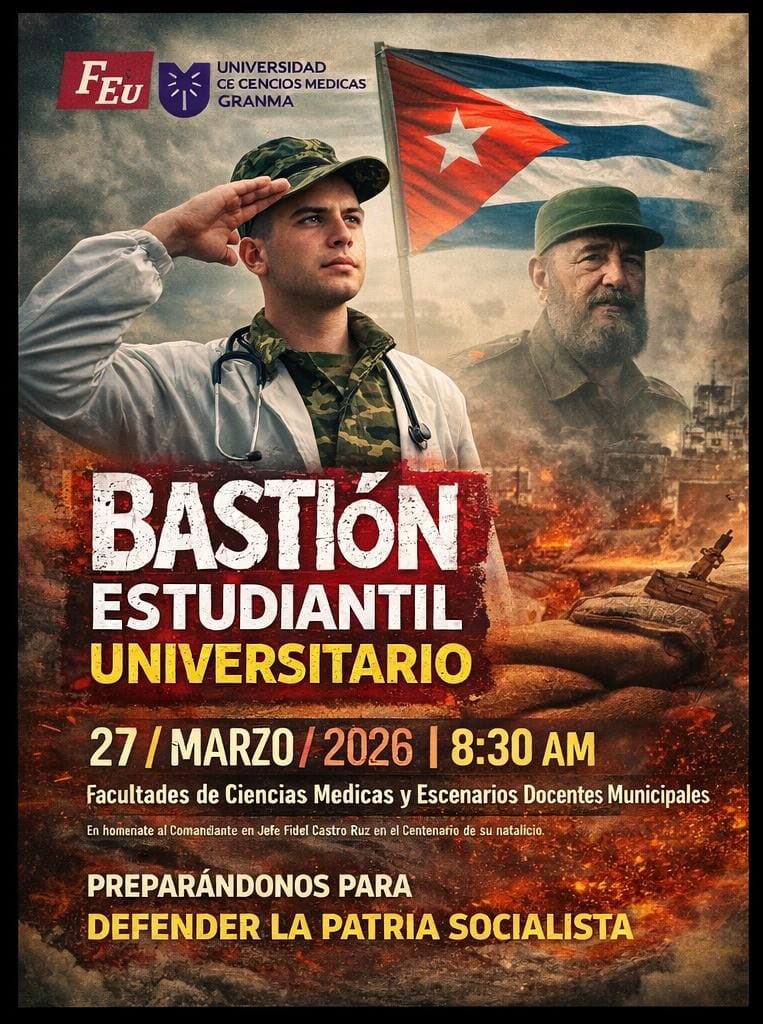 JocBrunet's tweet photo. 🔥🇨🇺 ¡La historia nos llama!
Este 27 de marzo no es un día cualquiera…
es el momento de demostrar de qué estamos hechos 💪
🎓 Estudiantes de Ciencias Médicas:
la Patria confía en nosotros.
🕗 8:30 AM
📍 Facultades y Sedes Municipales

Bastión Estudiantil Universitario!! https://t.co/uw1PrFyc2v