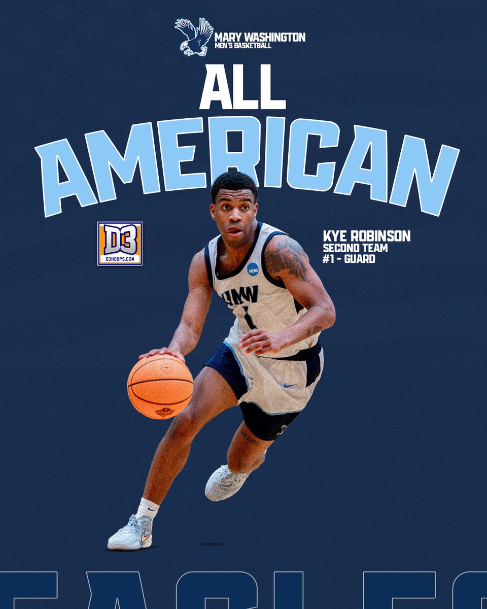 UMWathletics's tweet photo. 𝐂𝐨𝐧𝐬𝐞𝐧𝐬𝐮𝐬 𝐀𝐥𝐥-𝐀𝐦𝐞𝐫𝐢𝐜𝐚𝐧 🇺🇸

@kyerobinson_1 earns Second Team All-America honors from @d3hoops!

🗞️ » https://t.co/7w8gm7ia5i

#GetDirtyGoWash 🦅 x #d3hoops 🏀 https://t.co/22wdIlsURK