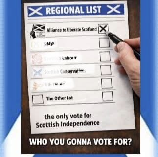 Roberts56Gavin's tweet image. We need a large turnout of Independence voters to secure the 20% of Independence supporters that just can’t abide voting neuSNP #IndependenceNothingLess Vote #AllianceToLiberate Scotland candidates. By post or on the day 7May👍🏼🌏🌍🌎🏴󠁧󠁢󠁳󠁣󠁴󠁿