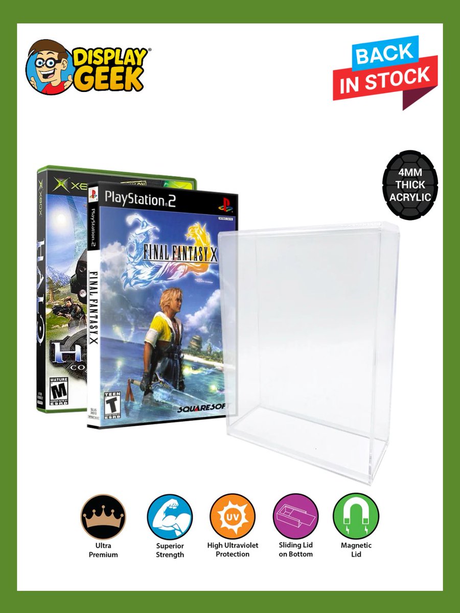 DisplayGeek's tweet image. HUGE Video Game Acrylic Restock just hit DisplayGeek.com! 

Including these acrylics for Xbox, Xbox 360, PS2, Wii, GameCube, and DVD as well as acrylics for Xbox One, PS4/5, and Blu-Ray! 

#VideoGames #MovieCollection #VideoGameCollection #Xbox #Playstation